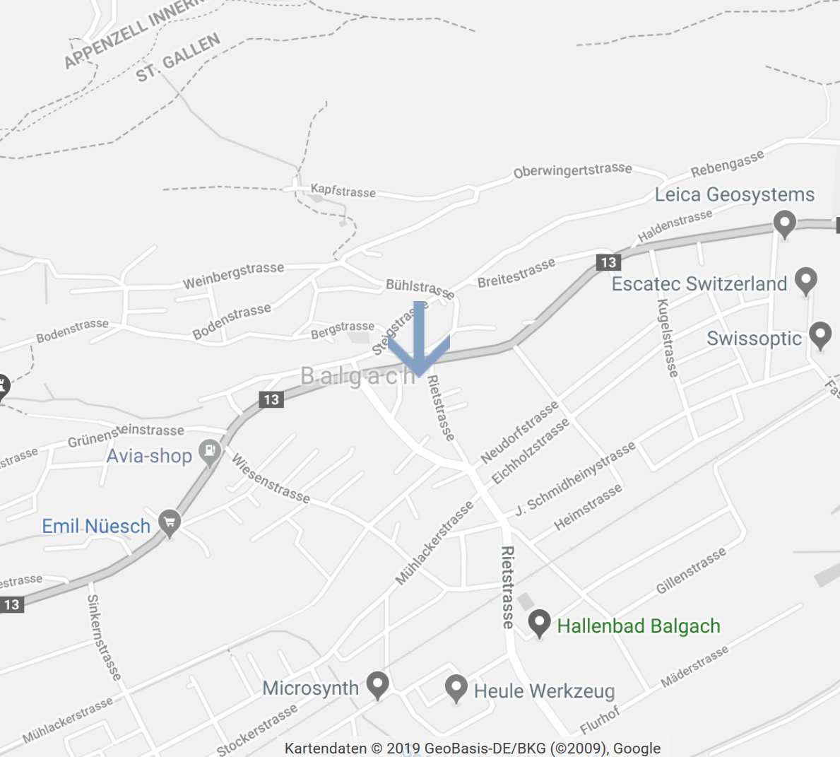 <a href="https://www.google.com/maps/@47.406721,9.607705,12z">Rietpark – Im Zentrum von Balgach </a><br>